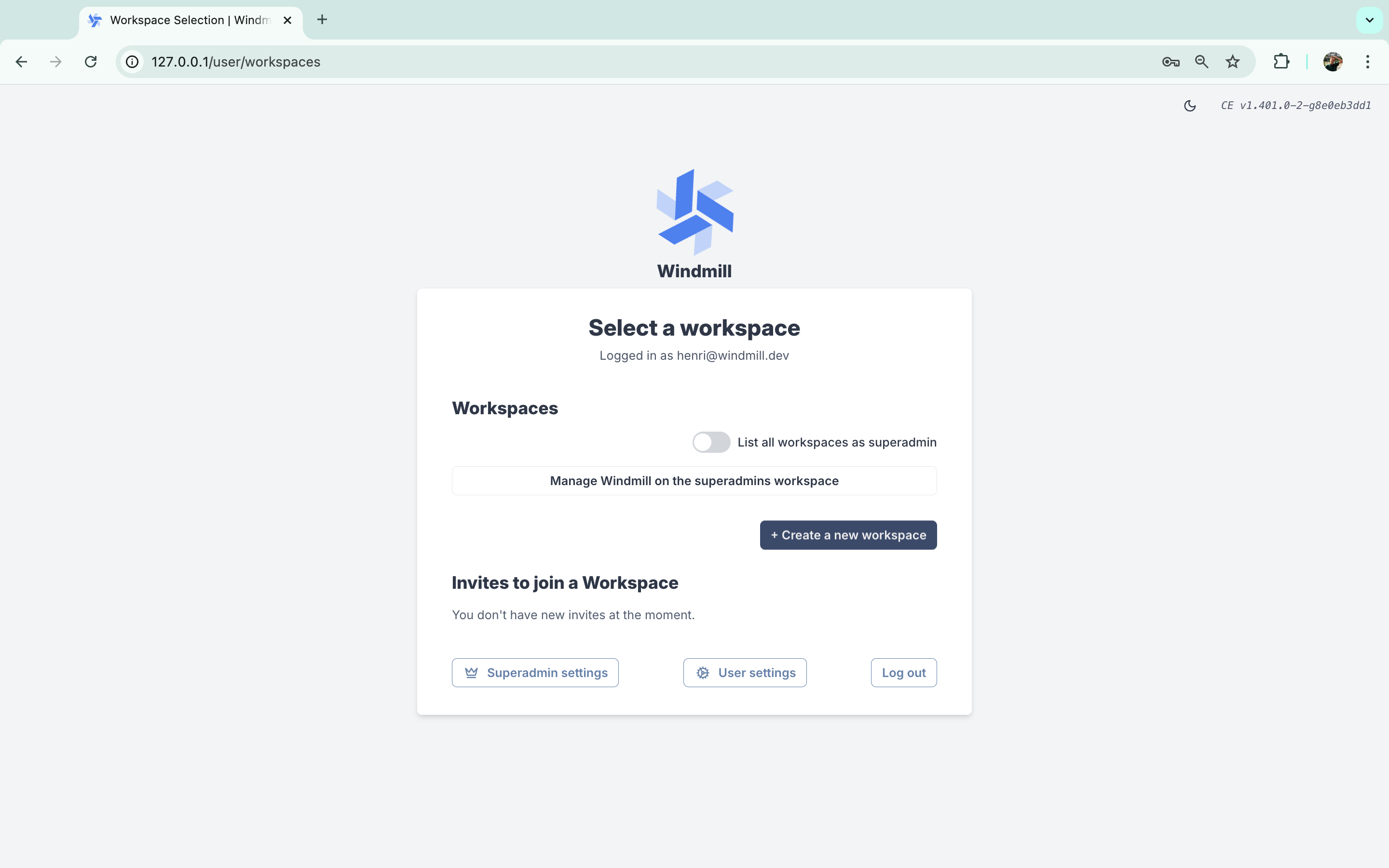 Create workspace Create workspace